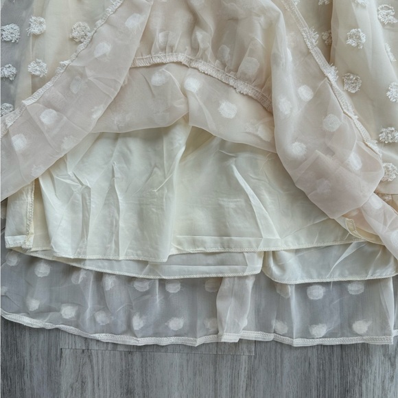 Cream Long Sleeve V-Neck Sundress - Picture 6 of 7